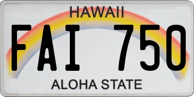HI license plate FAI750