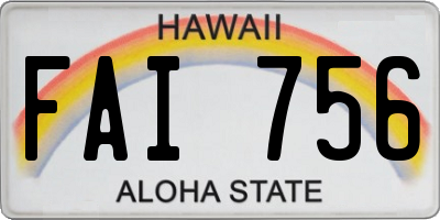 HI license plate FAI756