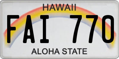 HI license plate FAI770