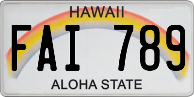 HI license plate FAI789