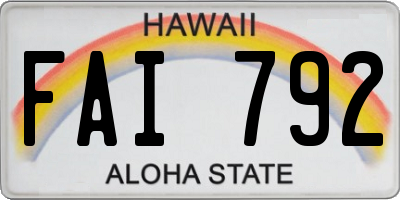 HI license plate FAI792