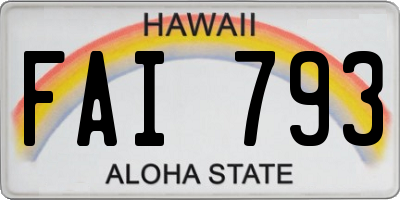 HI license plate FAI793
