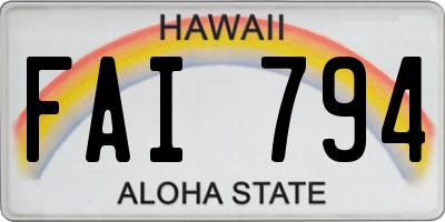 HI license plate FAI794