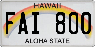 HI license plate FAI800