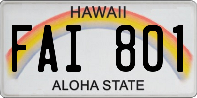 HI license plate FAI801
