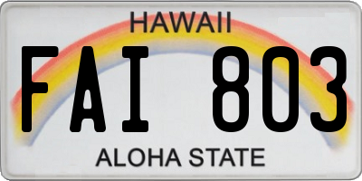 HI license plate FAI803