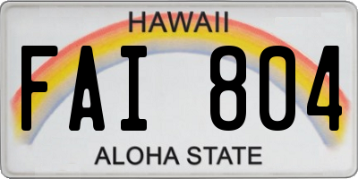 HI license plate FAI804