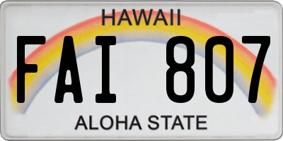 HI license plate FAI807