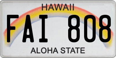 HI license plate FAI808