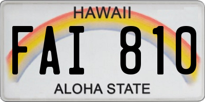 HI license plate FAI810