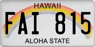 HI license plate FAI815
