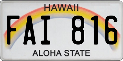 HI license plate FAI816