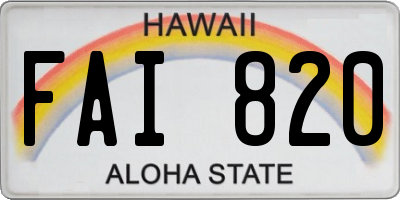 HI license plate FAI820