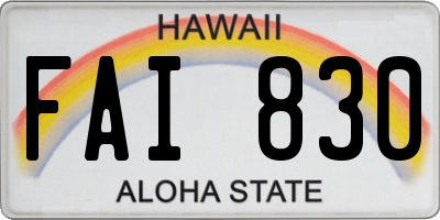 HI license plate FAI830