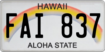 HI license plate FAI837