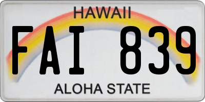HI license plate FAI839