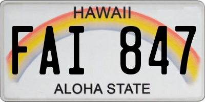HI license plate FAI847