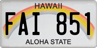 HI license plate FAI851