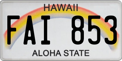 HI license plate FAI853