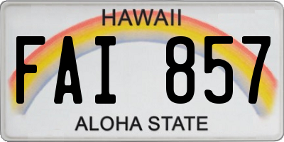 HI license plate FAI857
