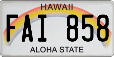HI license plate FAI858