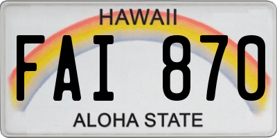 HI license plate FAI870