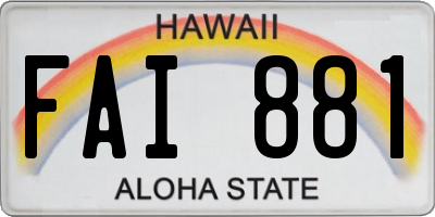 HI license plate FAI881