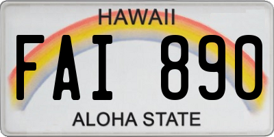 HI license plate FAI890