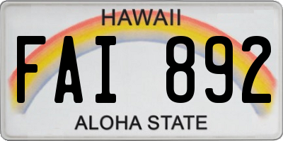 HI license plate FAI892