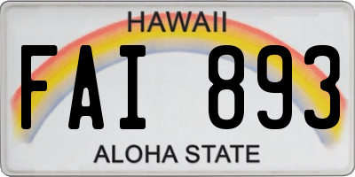 HI license plate FAI893