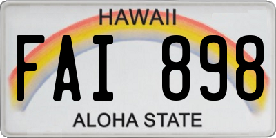 HI license plate FAI898