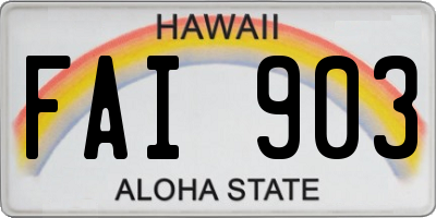 HI license plate FAI903