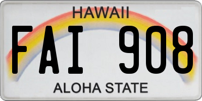 HI license plate FAI908