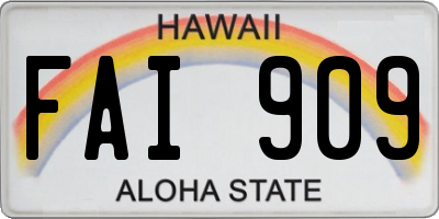HI license plate FAI909