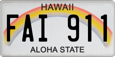 HI license plate FAI911
