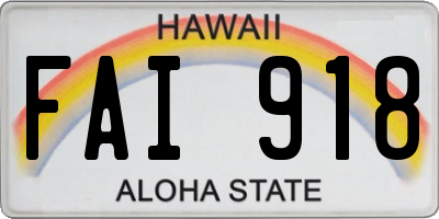 HI license plate FAI918