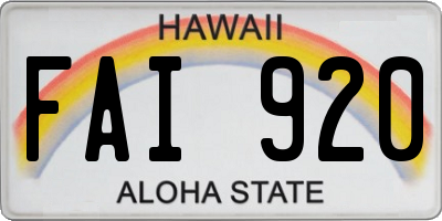 HI license plate FAI920