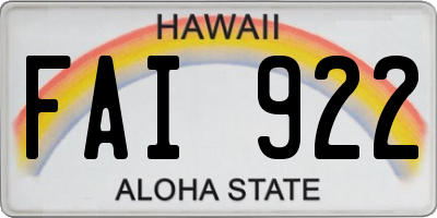 HI license plate FAI922