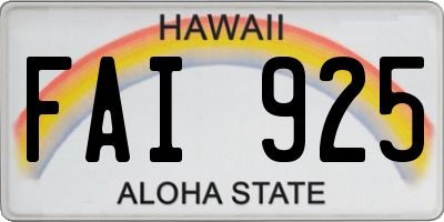 HI license plate FAI925