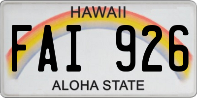 HI license plate FAI926