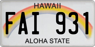 HI license plate FAI931