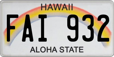 HI license plate FAI932