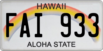 HI license plate FAI933