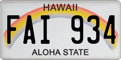 HI license plate FAI934