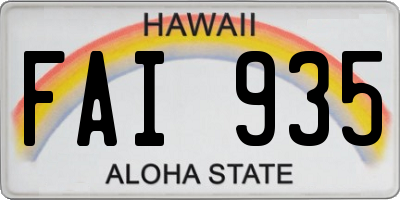 HI license plate FAI935