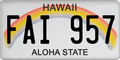HI license plate FAI957