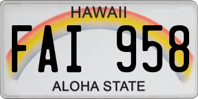 HI license plate FAI958