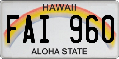 HI license plate FAI960