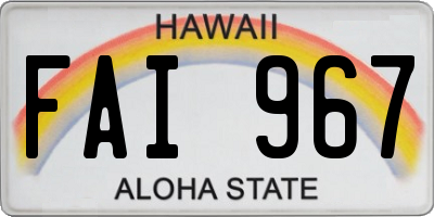 HI license plate FAI967