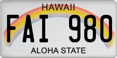 HI license plate FAI980